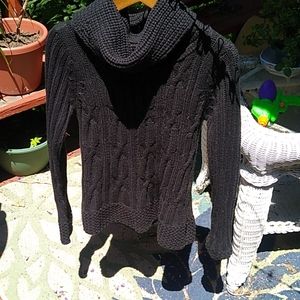 Black cowel neck cable stich sweater